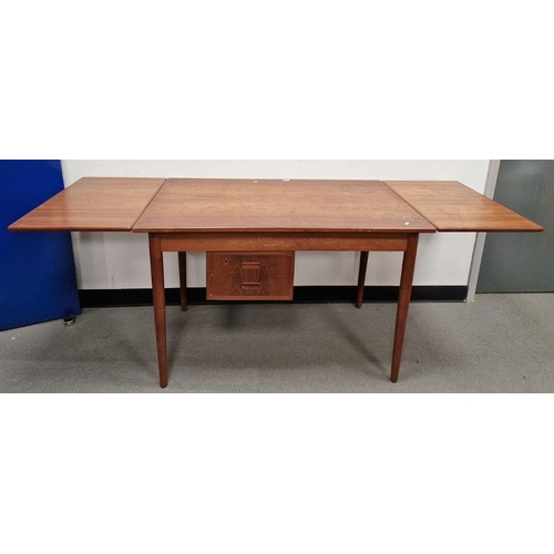 1080A - 1970's Kvalitet Funation teak extending dining table with add-on frieze drawers, 68cm x 140cm (unext... 