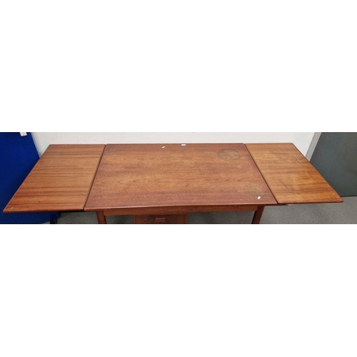 1080A - 1970's Kvalitet Funation teak extending dining table with add-on frieze drawers, 68cm x 140cm (unext... 