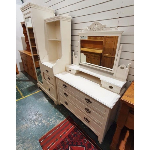 1089 - Edwardian white painted dressing chest, the mirrored top with two drawers over two short and three d... 