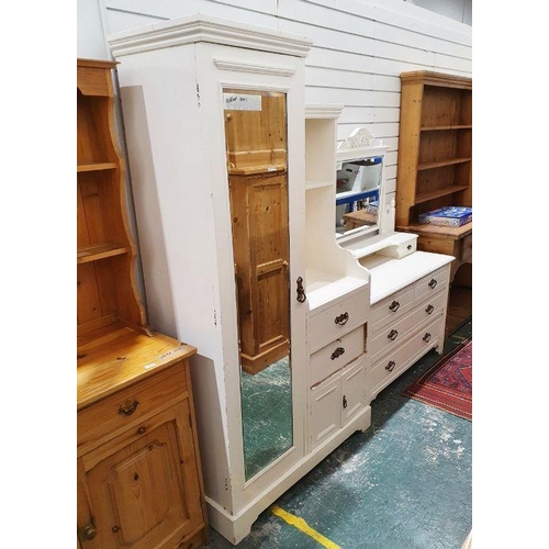 1089 - Edwardian white painted dressing chest, the mirrored top with two drawers over two short and three d... 