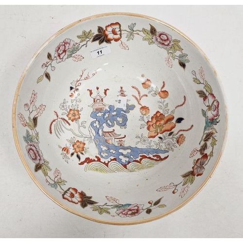 11 - 19th century Mason's Patent Ironstone China chinoiserie pattern punch bowl, printed marks, pattern n... 