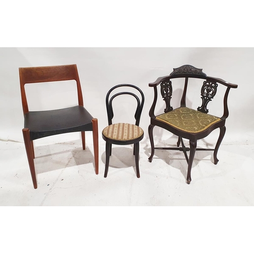 1108 - 20th century teak bar back dining chair together with a stained beech corner seat and a black painte... 