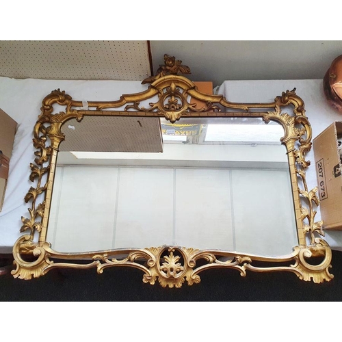 1112A - Late 19th century gilt framed rectangular wall mirror with original design drawing 