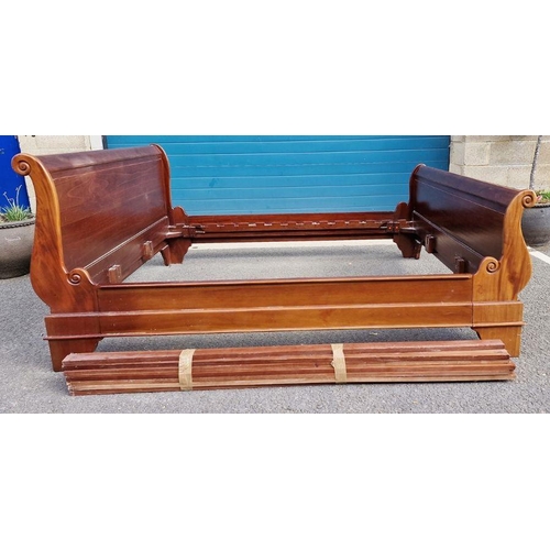 1142A - Reproduction mahogany king size sleighbed, 230cm long x 197cm wide