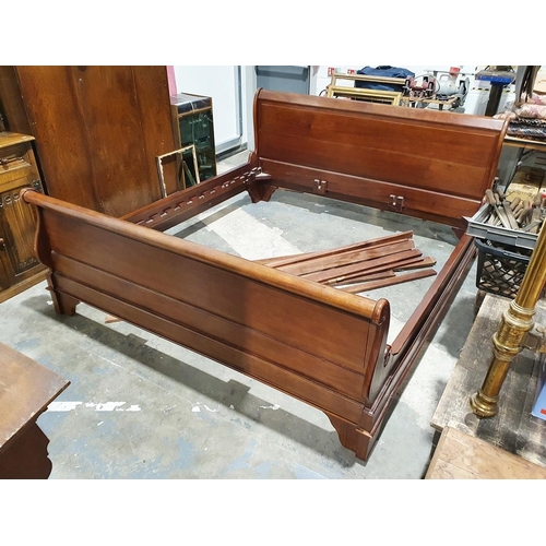 1142A - Reproduction mahogany king size sleighbed, 230cm long x 197cm wide