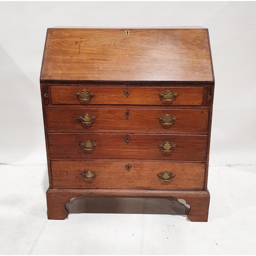 1146 - Georgian mahogany bureau, the fall front revealing an interior fitted with drawers, cupboard and pig... 