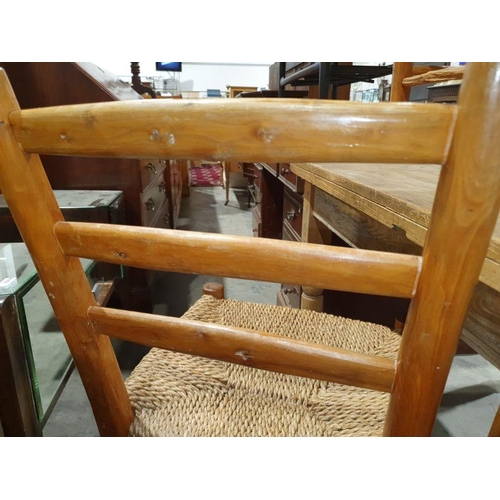 1155 - Set of four modern ladderback chairs with rush seats (4)