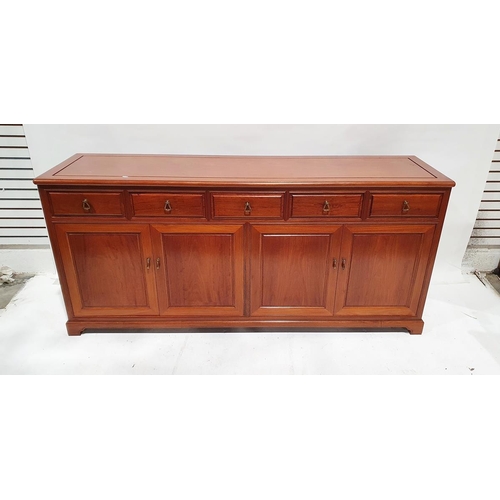 1202 - Chinese rosewood sideboard with five frieze drawers, cupboards below enclosed by framed panel doors,... 