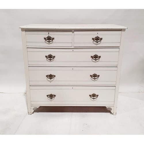 1209 - White painted oak chest of drawers with rectangular moulded top, above two short drawers, above thre... 