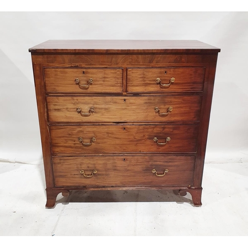 1220 - Georgian mahogany chest of two short over three long graduated drawers, on scrolled bracket feet