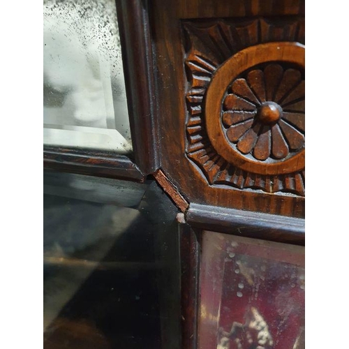 1242 - Late Victorian rosewood side cabinet, single drawer, glazed and mirrored door on square section spla... 