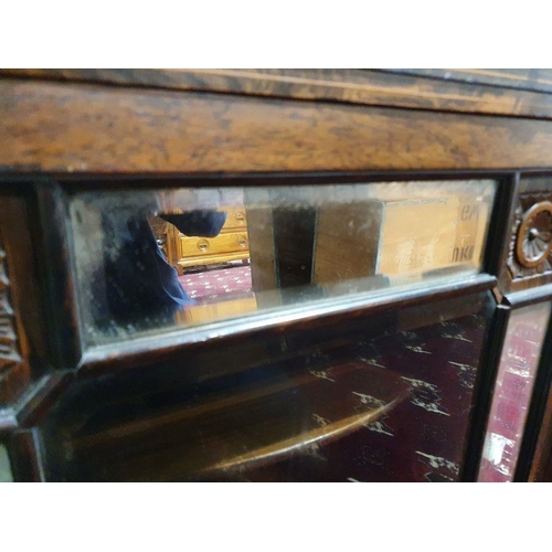 1242 - Late Victorian rosewood side cabinet, single drawer, glazed and mirrored door on square section spla... 