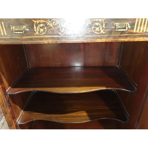 1242 - Late Victorian rosewood side cabinet, single drawer, glazed and mirrored door on square section spla... 