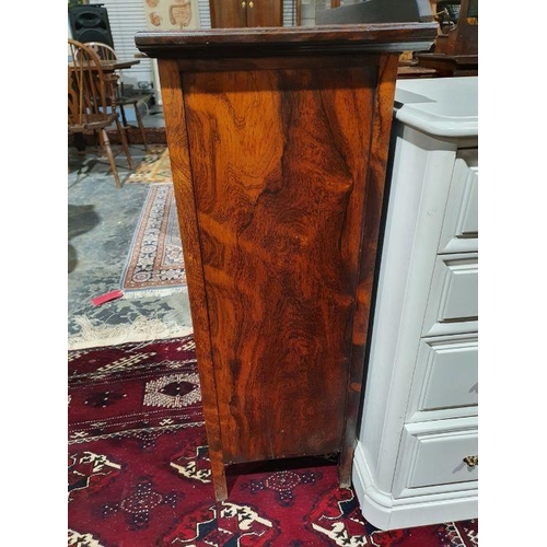 1242 - Late Victorian rosewood side cabinet, single drawer, glazed and mirrored door on square section spla... 