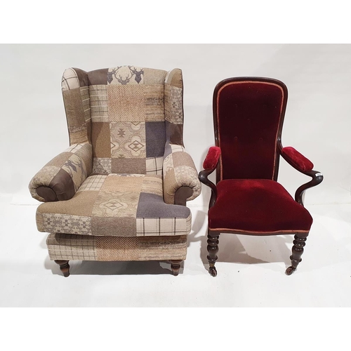 1299 - Victorian armchair with turned front feet to castors