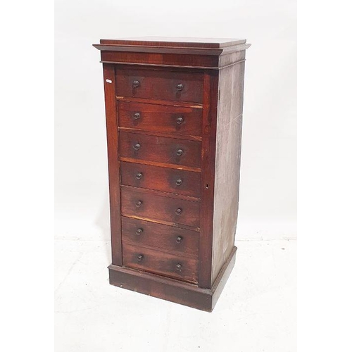 1307 - Victorian rosewood Wellington chest with seven graduated drawers, 120cm high x 56cm wide