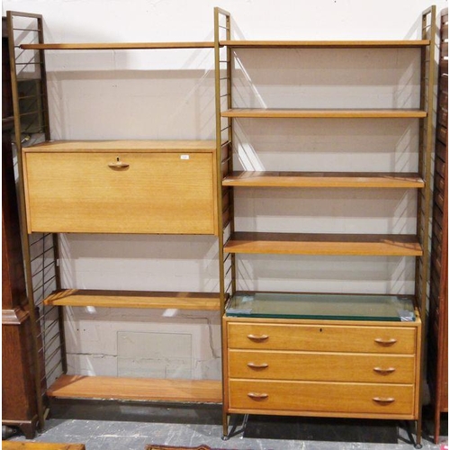 1325 - Ladderax narrow shelf unit having three shelves with metal rail sides, 48cm wide apprpox. and a Ladd... 