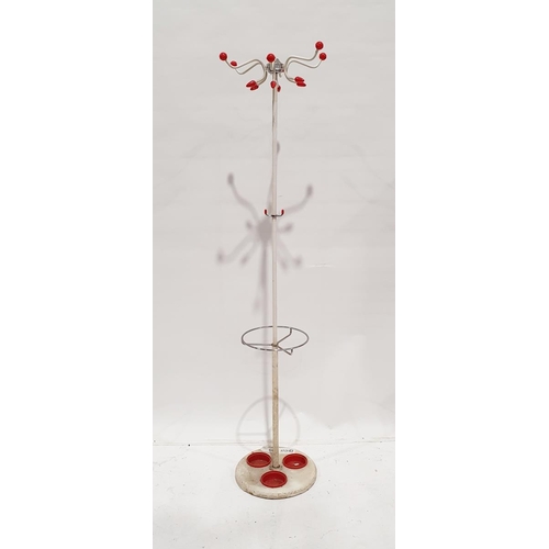 1352 - Retro white, chrome and red plastic coat stand, marked to base HAGC, patent no. 907614, 158cm high