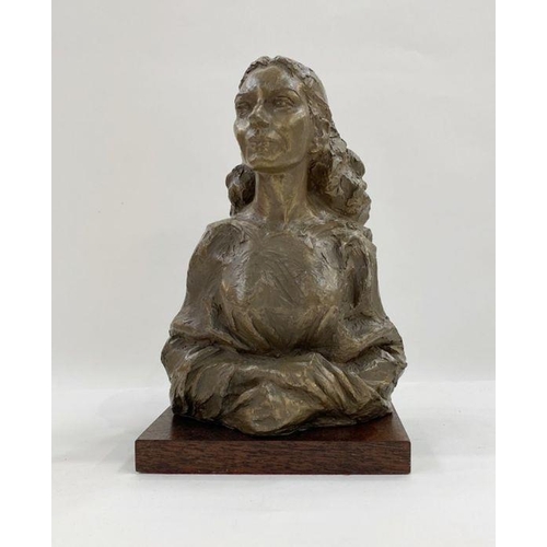 142A - After Irena Sedlecka, resinous bust of Maria Callas, on hardwood base, 28cm high