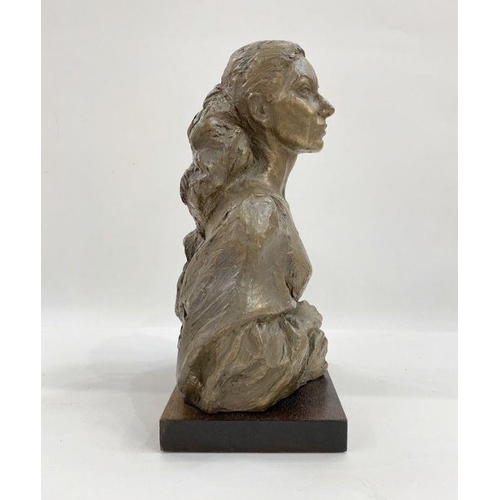 142A - After Irena Sedlecka, resinous bust of Maria Callas, on hardwood base, 28cm high