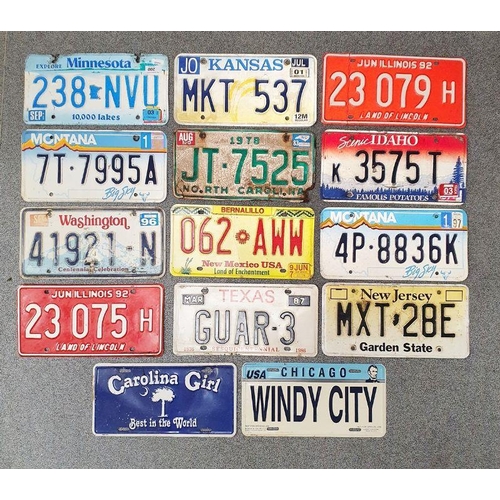 200 - Small collection of US coloured metal car registration plates