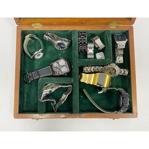 232 - Quantity of assorted gentlemen's watches, evening bag, gold-coloured and gem-coloured set napkin rin... 