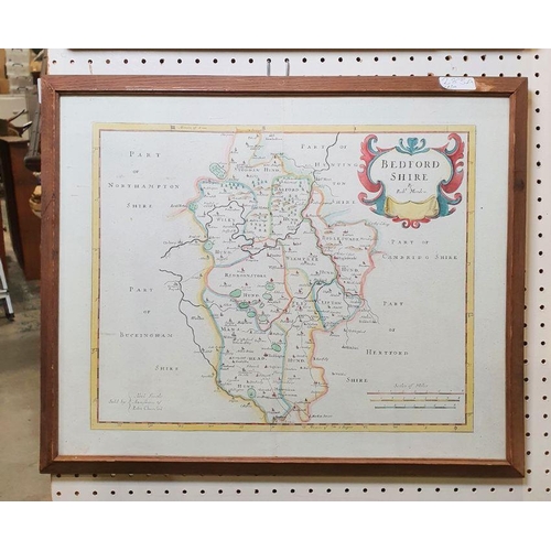 283A - Robert Morden (1650-1703) 
 Handcoloured map of Bedfordshire, framed and glazed, 37cm x 46cm