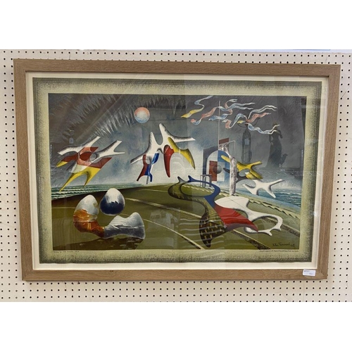 289 - After John Tunnard (1900-1971)
 Lithograph
 'Holiday', signed and dated lower right corner, framed a... 