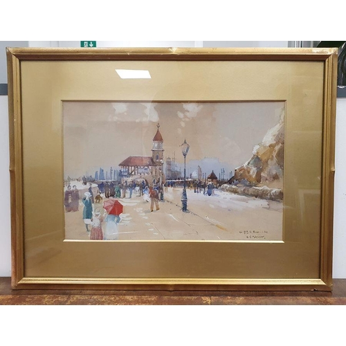 300A - Frank Henry Mason (1875-1965)
 Watercolour and bodycolour
 Quayside scene with figures, signed lower... 