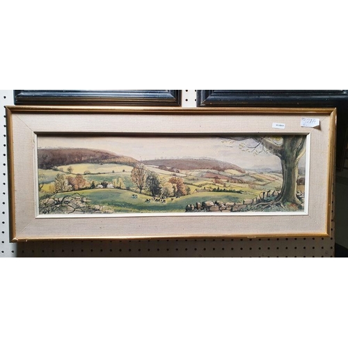 321A - Evans(?) 
 Pen and watercolour 
 Landscape with cows in a field, indistinctly signed and dated 72 lo... 