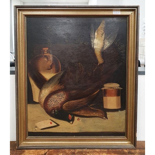 350 - 19th century English school
 Oil on canvas
 Still life with pheasant and snipe, unsigned, 60.5cm x 5... 