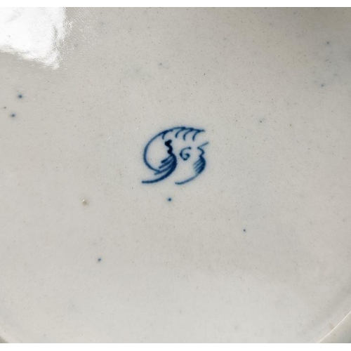 38 - Worcester powder blue ground plate, circa 1765, with Chinese style character marks, painted with chi... 