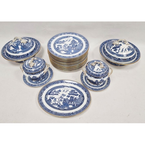 55 - Wedgwood porcelain Willow pattern part dinner service, circa 1890, printed green marks for T Goode &... 