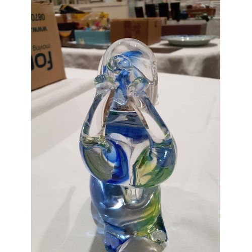 84 - V. Nason & C. Murano glass model of a rabbit in green and blue colourway (h. 16cm)