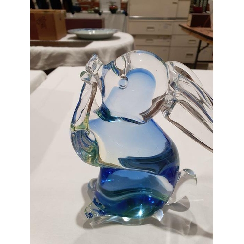 84 - V. Nason & C. Murano glass model of a rabbit in green and blue colourway (h. 16cm)