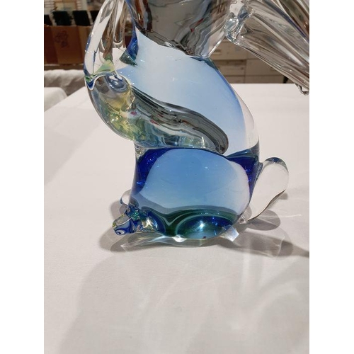 84 - V. Nason & C. Murano glass model of a rabbit in green and blue colourway (h. 16cm)