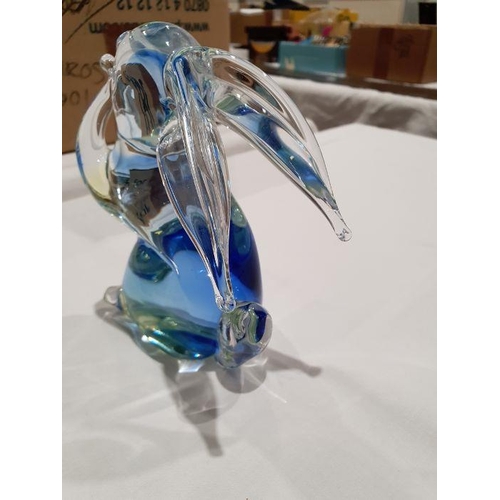 84 - V. Nason & C. Murano glass model of a rabbit in green and blue colourway (h. 16cm)