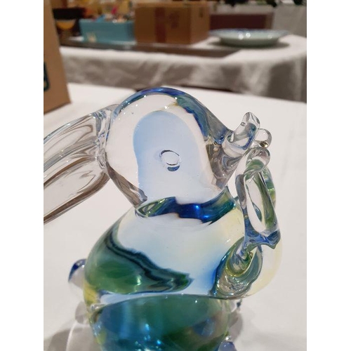 84 - V. Nason & C. Murano glass model of a rabbit in green and blue colourway (h. 16cm)