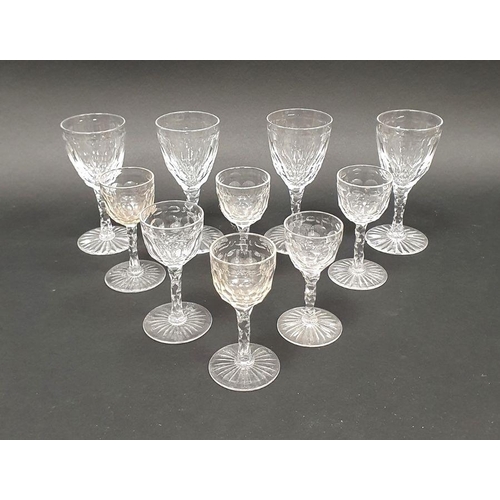 94 - Early 20th century honeycomb pattern cut glass table service, comprising 11 coupes in sizes, eight m... 