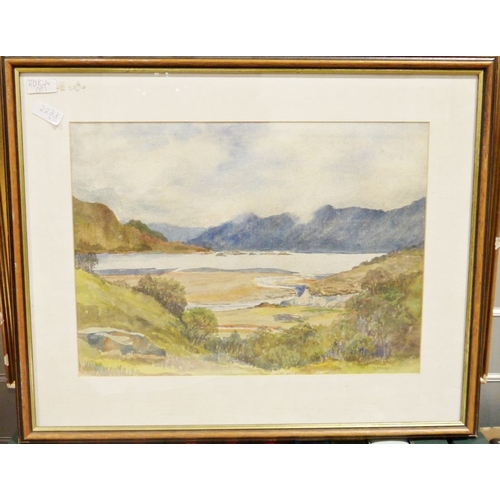 408 - J E Halliday (20th century) 
 Oil on board
 Rural landscape with dwellings, signed and dated 1983 lo... 