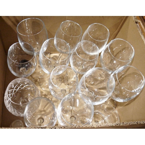 412 - Quantity of wine glasses and champagne flutes (2 boxes)