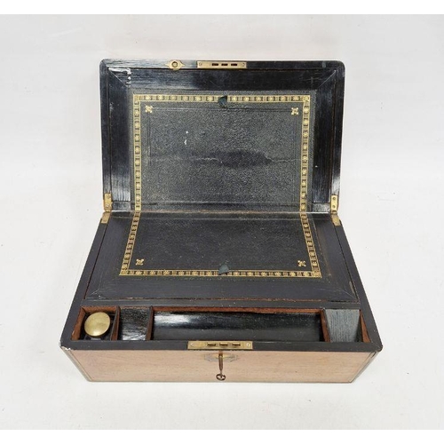 1015 - A Victorian brass bound walnut writing box together with walnut extending book ends (2)