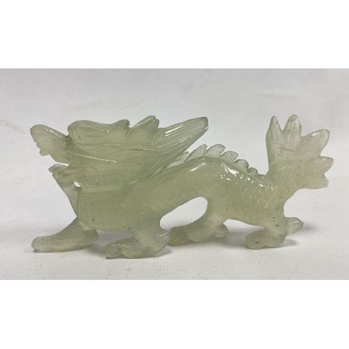 107 - Soapstone figure of a dragon, 13cm long, 6cm high approx.