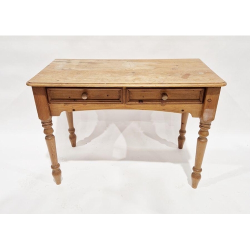 1133 - Pine side table with pair of frieze drawers, 76cm high x 106cm wide x 56cm deep