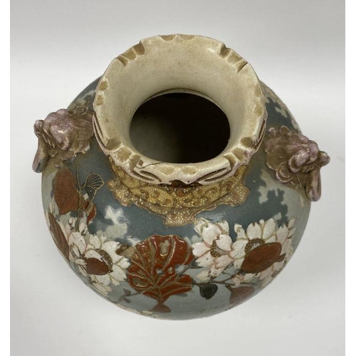 116 - Japanese imari bowl, 27cm in diameter, a vase, and a floral painted model of a dog, 13cm high (3)