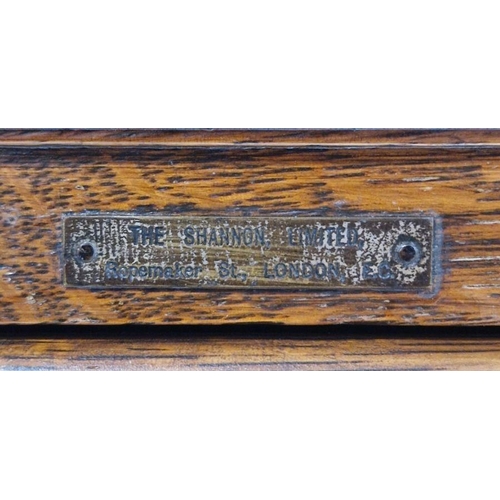 1162 - Early 20th century oak four-drawer filing cabinet with plaque 'The Shannon Limited, London', 44.5cm ... 