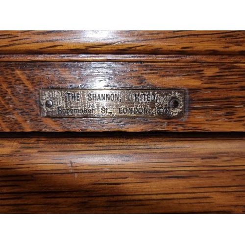 1162 - Early 20th century oak four-drawer filing cabinet with plaque 'The Shannon Limited, London', 44.5cm ... 