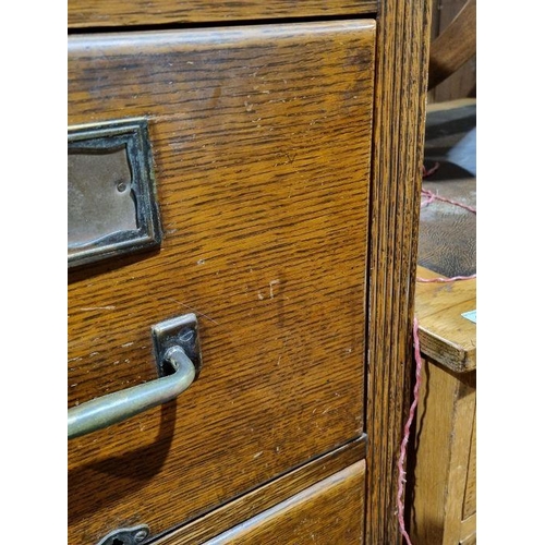 1162 - Early 20th century oak four-drawer filing cabinet with plaque 'The Shannon Limited, London', 44.5cm ... 