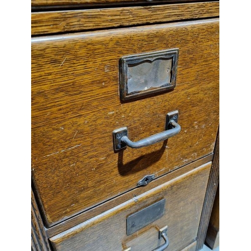 1162 - Early 20th century oak four-drawer filing cabinet with plaque 'The Shannon Limited, London', 44.5cm ... 