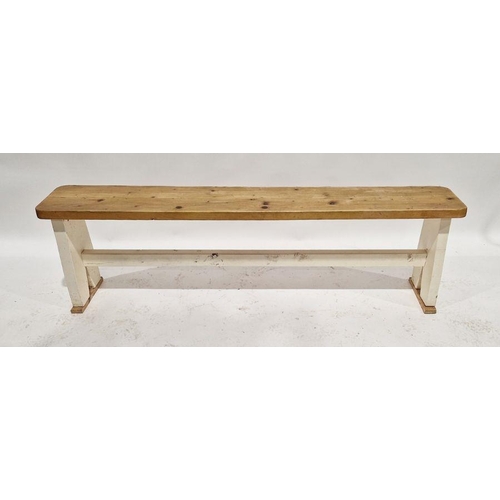 1189 - Rectangular pine kitchen table, 78cm high x 198cm x 84cm deep, and a pine kitchen bench (2)